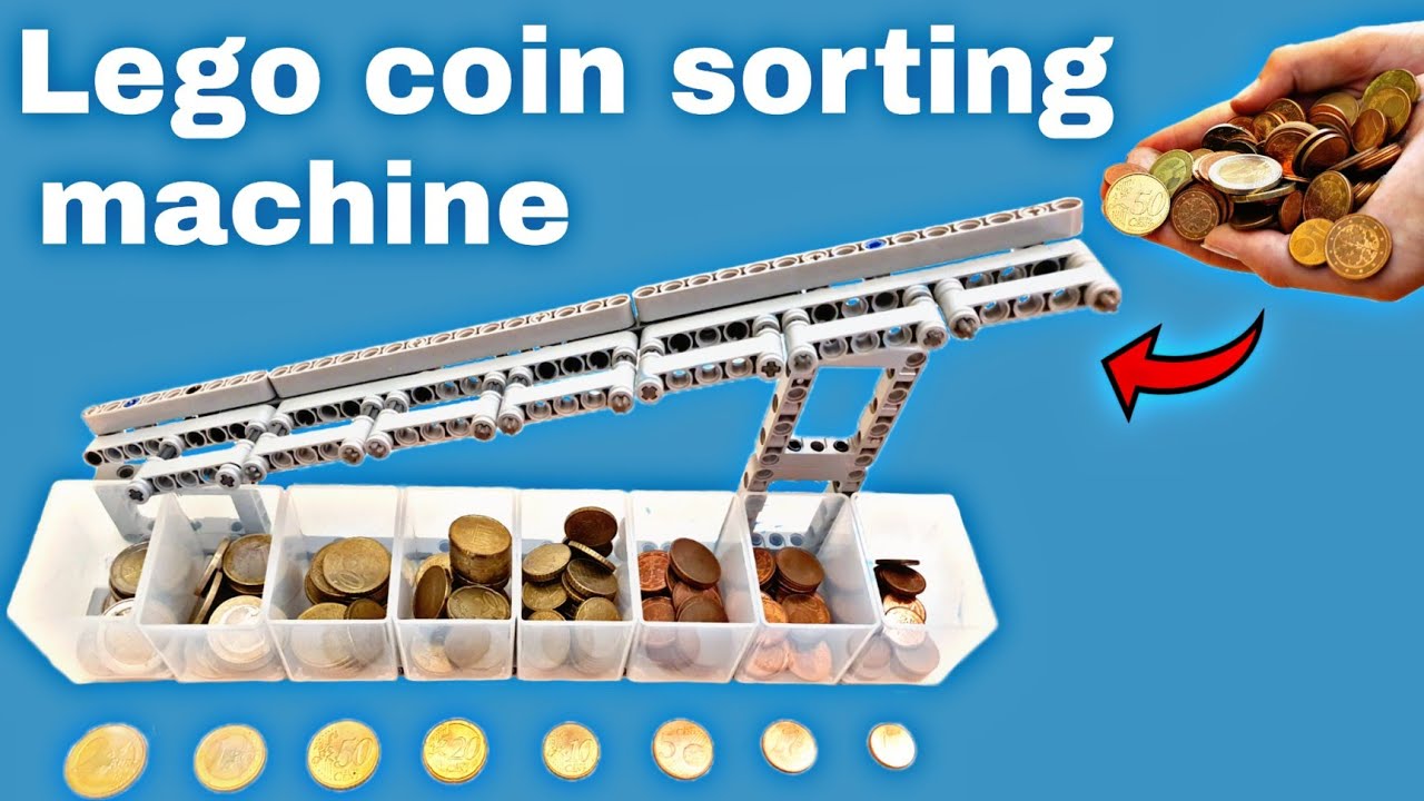 Coin sorting machine from Lego technic, simple way to sort coins