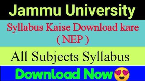 Jammu University Syllabus Kaise Download kare | Syllabus Kaise Download kare Jammu University (NEP)