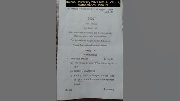 Kolhan University 2022 Sem 4 ( CC 8 ) #mathematics