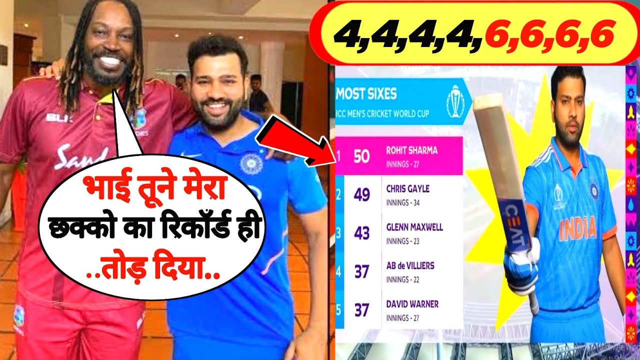 Rohit Sharma breaks Chris Gayle's record of most sixes in ODI ind vs nz ...