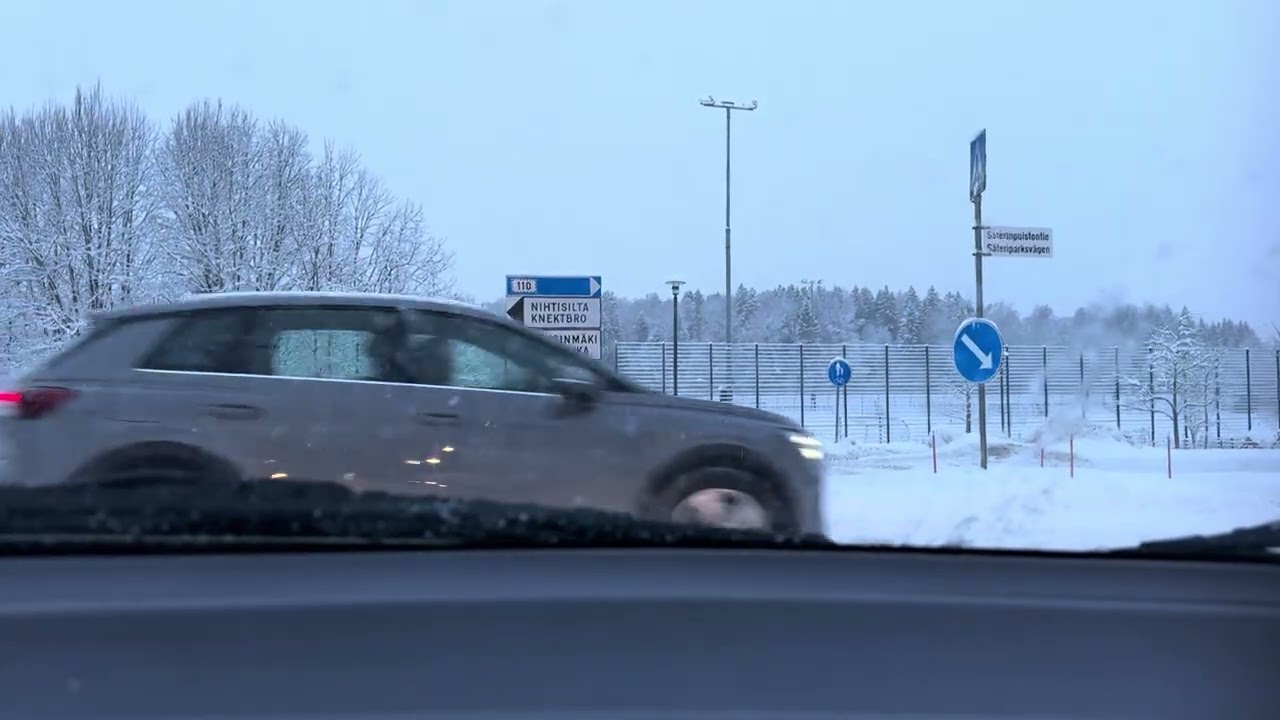 Winter Driving in Espoo, Finland | Snowy Roads & City Commute