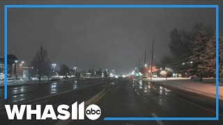 Checking out road conditions in Louisville amid snowfall