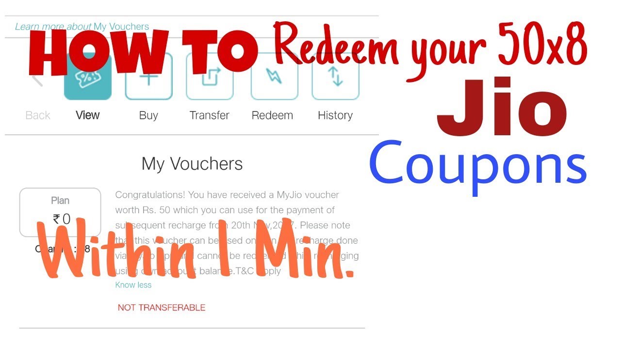 How to redeem jio 50*8 coupons.
