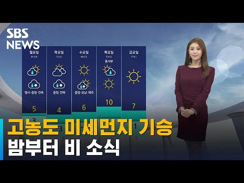 [날씨] 고농도 미세먼지 기승…밤부터 비 소식 / SBS
