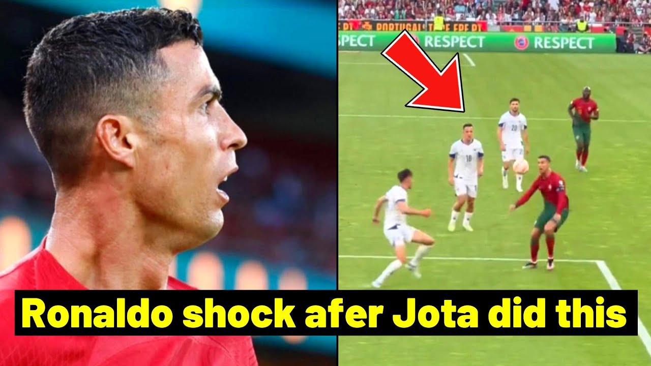 Ronaldo shock reaction after Jota missed his chance vs Bosnia