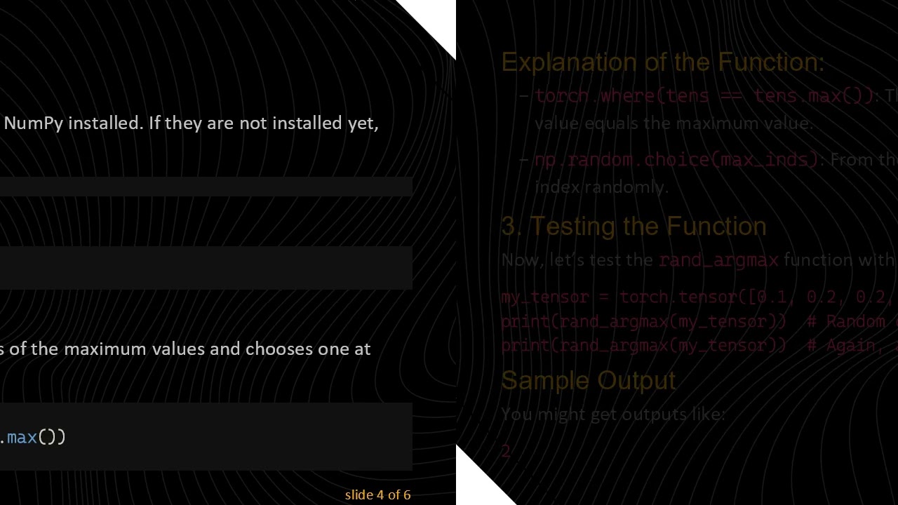 How to Randomly Select an Index of Maximum Values in a PyTorch Tensor
