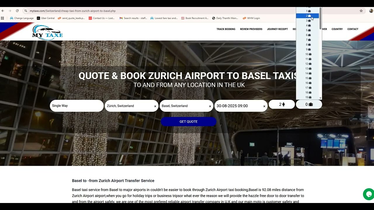 Zurich Airport to Basel Taxi | Switzerland Transfers | MyTaxe | Cross-Country