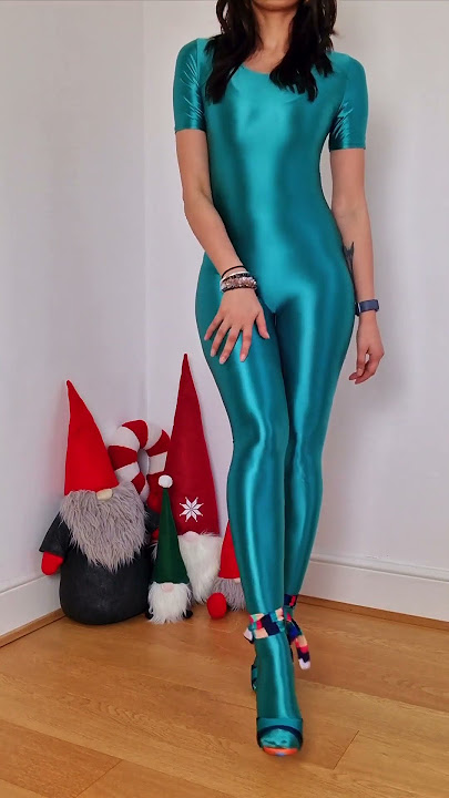 @SoniPanda Wearing Our Holle Turquoise Glossy Catsuit #catsuit #lycra #spandex