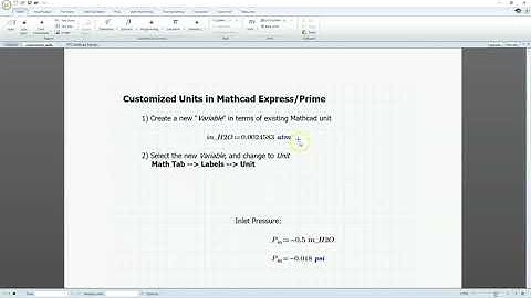 Mathcad Customized Units