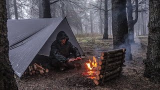 Solo Tarp Camping In Heavy Rain Video Compilation