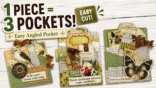 Easy Angled Junk Journal Pocket | 1 Piece of Paper = 3 Pockets!