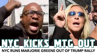 New Yorkers Run Marjorie Greene Out Of Trump Rally On Arraignment Day