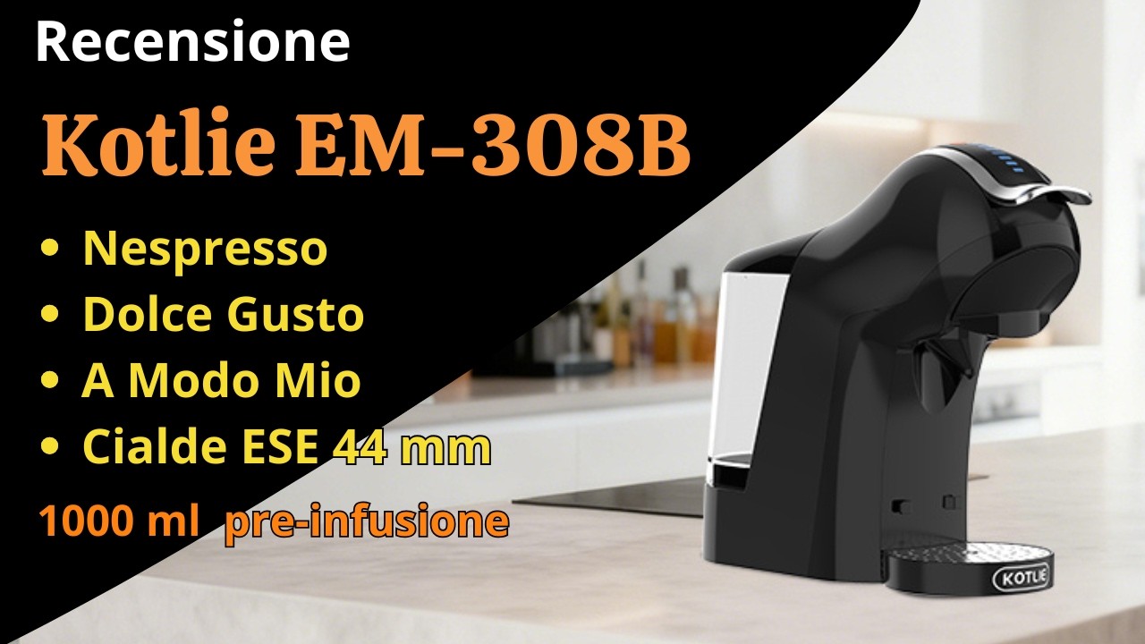 EM-308B - Macchina da caffè a capsule 5 in 1, 19 bar, multi-capsula per