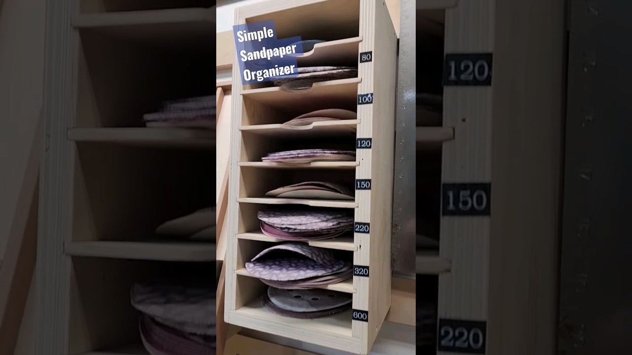 BEST way to organize your sandpaper discs! #woodworking #sandpaper  #frenchcleats 