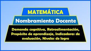 NOMBRAMIENTO DOCENTE  MATEMATICA | Resolución de Problemas de regularidad equivalencia y cambio