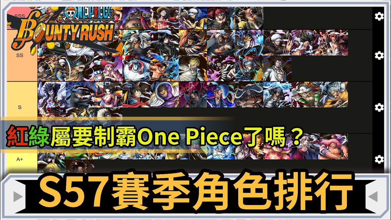 One Piece Bounty Rush S57賽季角色排行 紅綠屬制霸了嗎 Youtube One Piece Bounty Rush S57賽季角色排行 紅綠屬制霸了嗎 Youtube