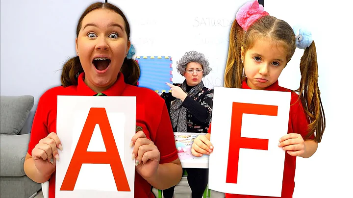 Ruby and Bonnie pretend play school lessons with g...