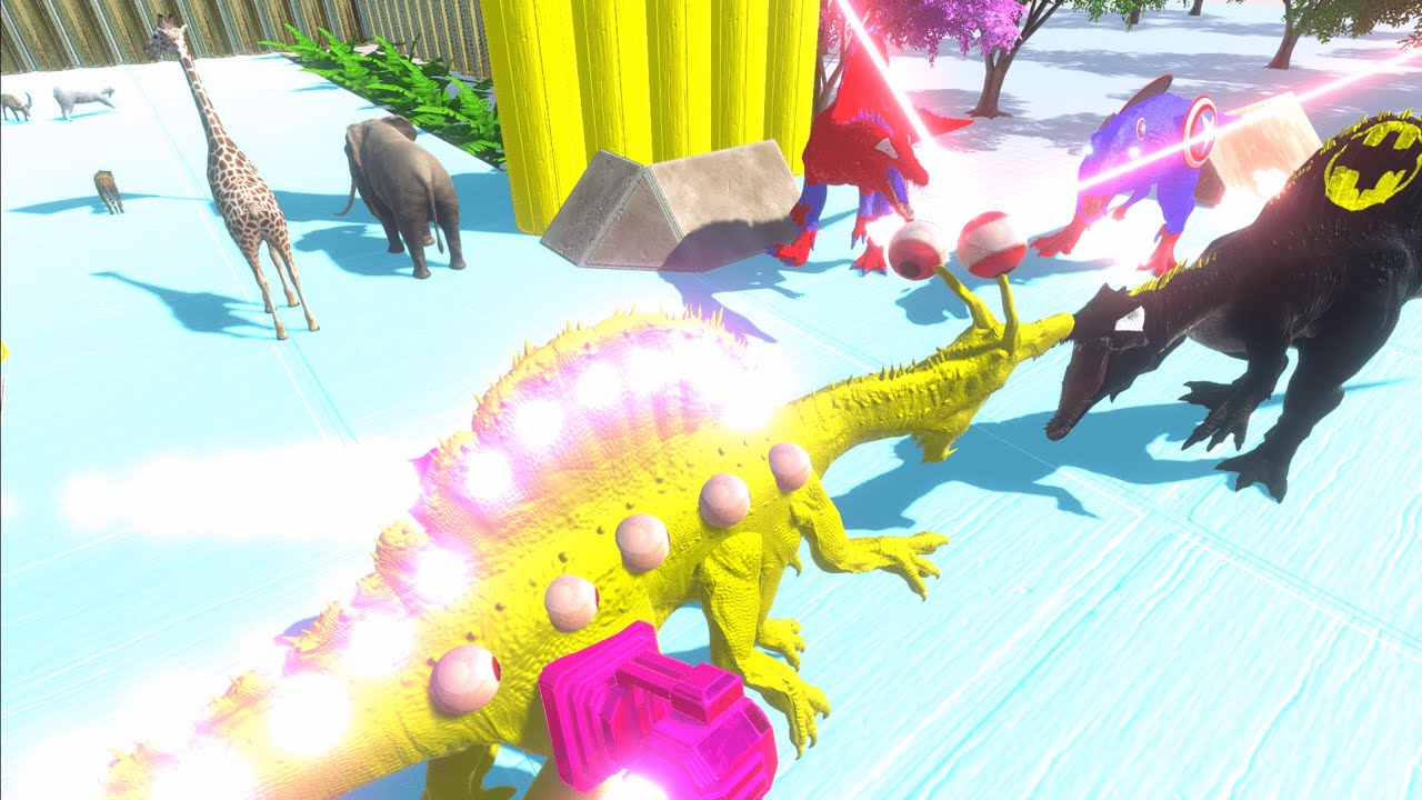 🔥Побег от сумасшедших пришельцев-спиноидов.против динозавров-героев🦖-Animal Revolt Battle Simulator