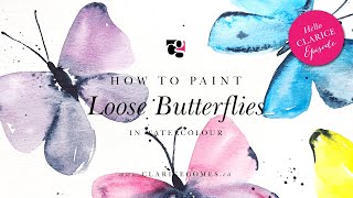 How to Paint Loose Butterflies in Watercolour - Hello Clarice Tutorials