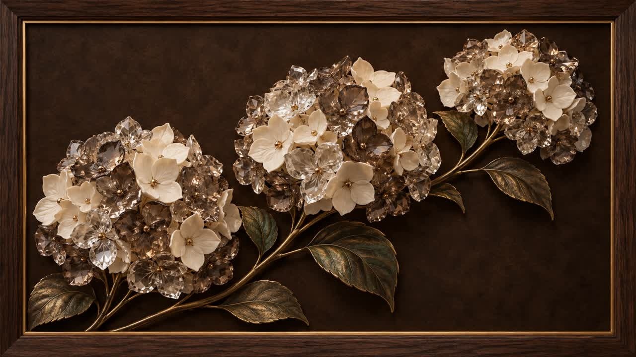 未開封nene様 HydrangeaMerody Floral Frame North Creek Brown Hydrangea Dream Floral Frame | 1 Hour 4K OLED TV