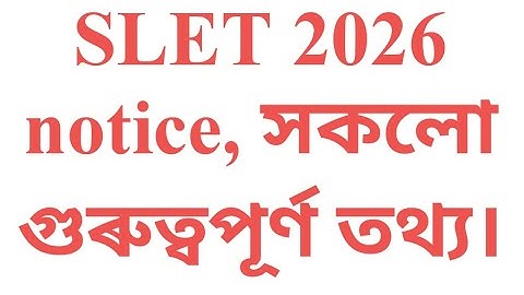 SLET NE/SET 2026 Notification 