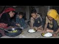 Eating food together by village family || Village life