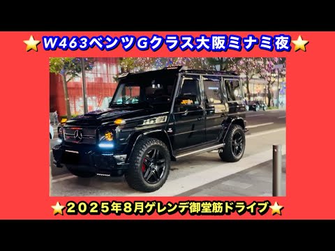 ベンツゲレンデ・Gクラスカスタムで夜の大阪ミナミをドライブしてみたら！！御堂筋は夏もイルミネーションがあるんや！綺麗でしたよ！！2025年大阪ミナミの夏ベンツゲレンデカスタム動画！ベンツカスタム