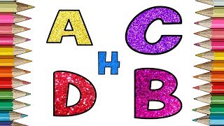 Glitter Alphabet Coloring vs Drawing for Kids - Friends Forever Coloring Book