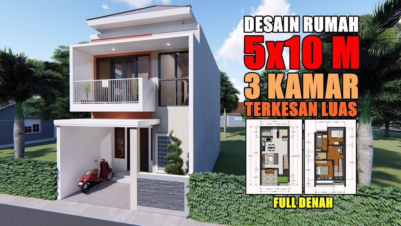 DESAIN RUMAH  5X10 M 3  KAMAR  TERKESAN LUAS  YouTube