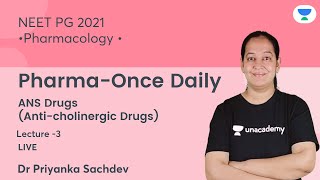 PharmaOnce Daily | ANS Drugs | L3 | Pharmacology | 2021| Let's crack NEET PG | Dr. Priyanka Sachdev