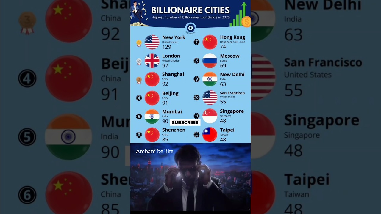 Top 10 Cities with the Most Billionaires in 2025 😱 