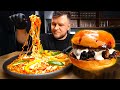 RIBS BURGER, BAKED CHEESE NOODLES, ASMR MUKBANG, АСМР МУКБАНГ, 먹방, 大食い, たべる