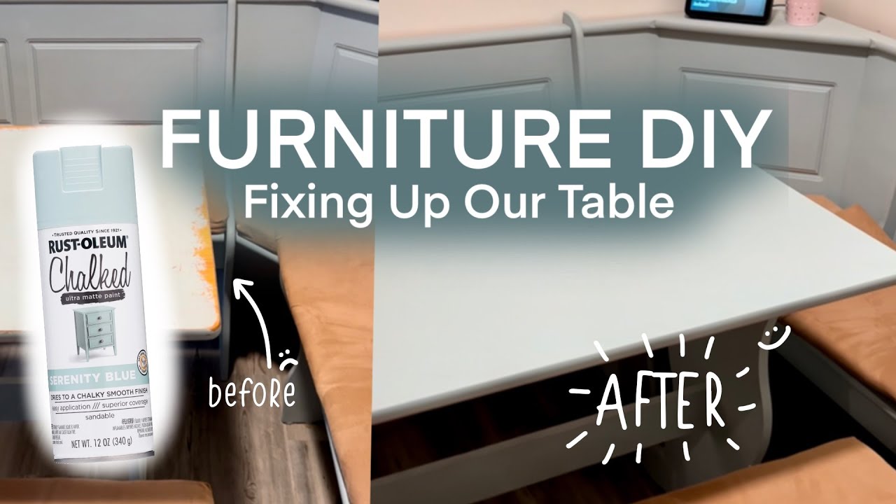 DIY Furniture Makeover Redoing Our Kitchen Table Rustoleum Chalk Spray Paint YouTube