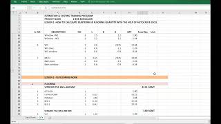 Practically plaster, flooring, waterproofing painting quantity takeoff easy way with AutoCAD & excel