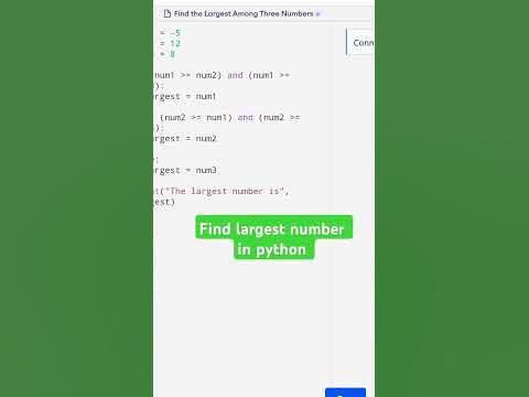 Find largest number in python @ctutorialbynaziasohail - YouTube