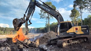 Last Of The Burning And Grading The Drain Ditch To The Pond