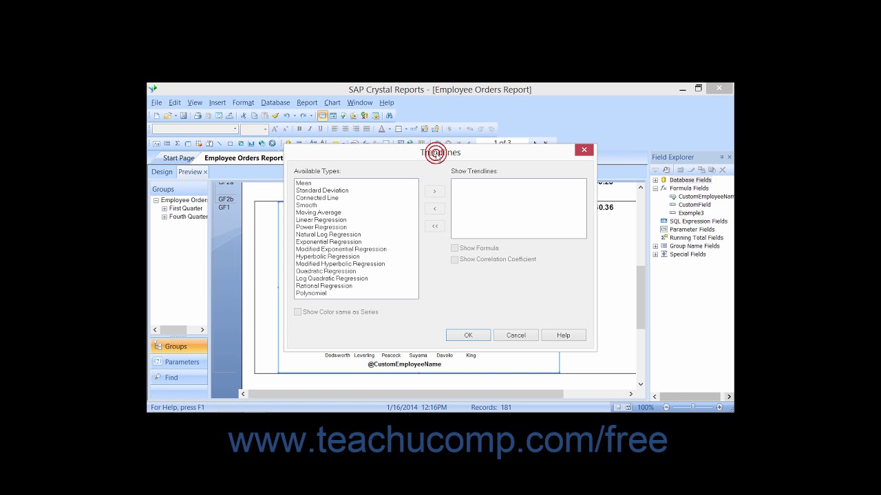 Crystal Reports 2013 Tutorial Adding Chart Trendlines Business Objects ...