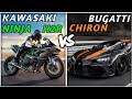 Bugatti Chiron vs Kawasaki ninja h2r!| Acceleration top speed sounds comparison statistics