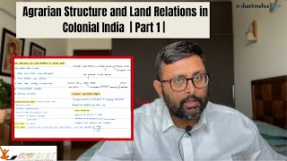 Agrarian Structure and Land Relations | Part 1 | Zamindari System | Economic History of India | 1 |