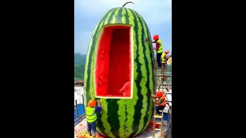 Watermelon Construction Site! 🍉🏗️ Mini Workers at Work! #shorts