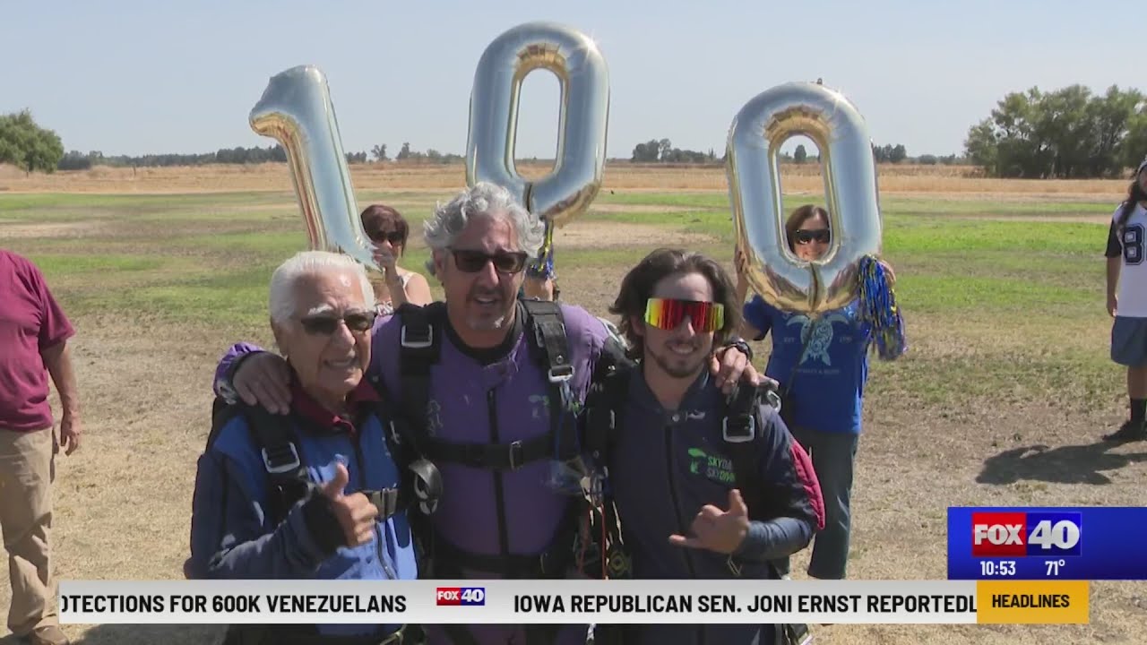 100th birthday celebration with a skydive - YouTube