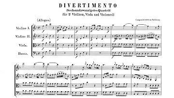 Mozart - Divertimento in F Major, K. 138 (Score)