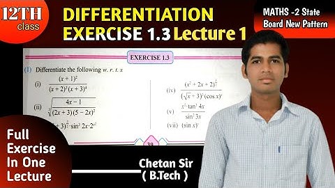 Differentiation Exercise 1.3 Lecture 1 class 12th Maths 2 HSC board 2023-24