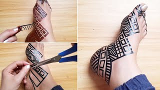 حنه شرائط سودانيه تنسيق رائع للأرجل سهل وانيق اعمليها بنفسك Easy and elegant henna strips for 2