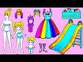 Let&#39;s Make Rainbow Playground Outfit - DIY Clothes Makeover - Dolls Beauty Story &amp; Crafts