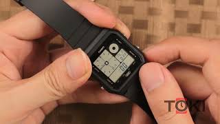 Instructions for setting the time on a Casio LF-20W watch.