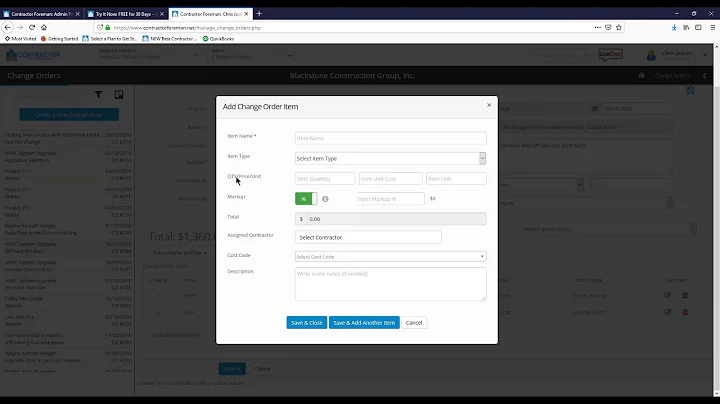 Creating Change Orders with Contractor Foreman