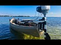 Nucanoe Frontier 12 with Kayak Buddys Honda 50cc Outboard Running a Stainless Prop Upgrade