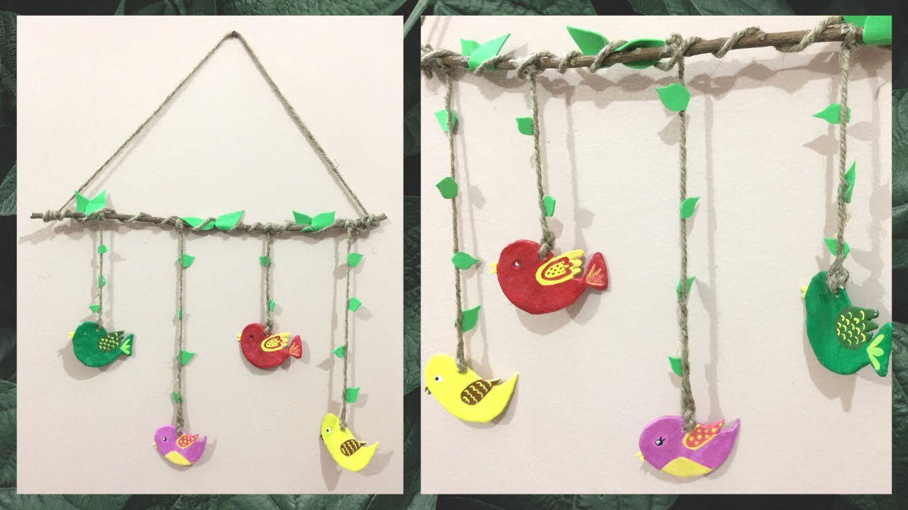 DIY Bird Wall Hanging Air Dry Clay Craft Wall Decor Easy Wall
