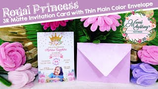 Royal Princess / Purple Floral Invitation Card with Thin Plain Color Envelope screenshot 1